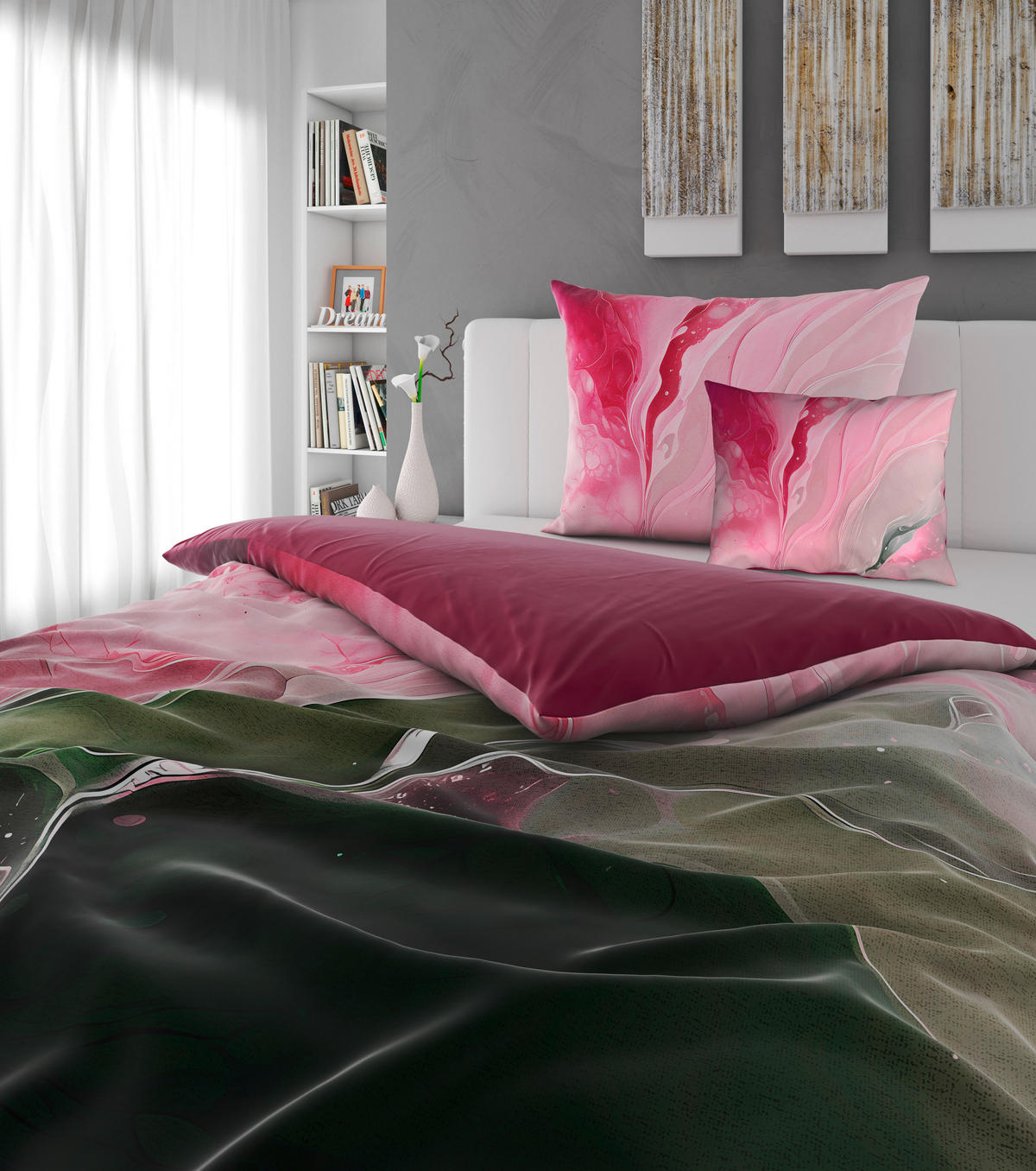 OBOJESTRANSKA POSTELJNINA 140/200 cm saten pink  - pink, tekstil (140/200cm) - Esposa