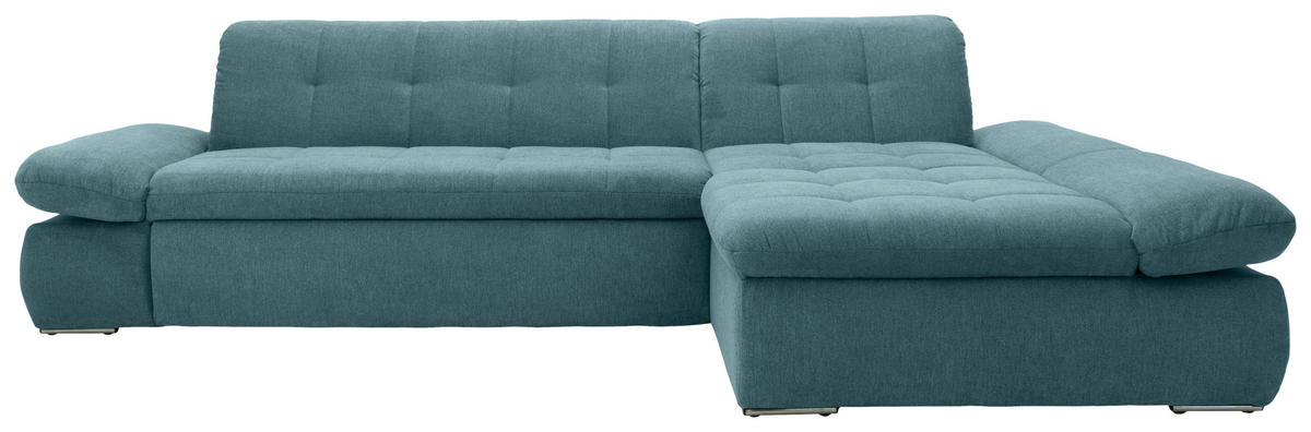 ECKSOFA MORIC - Chromfarben/Petrol, KONVENTIONELL, Textil/Metall (300/172cm) - MID.YOU