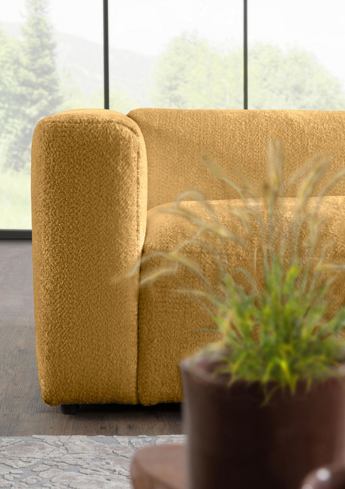 ECKSOFA Senfgelb Chenille  - Senfgelb/Creme, MODERN, Kunststoff/Textil (323/178cm) - Carryhome