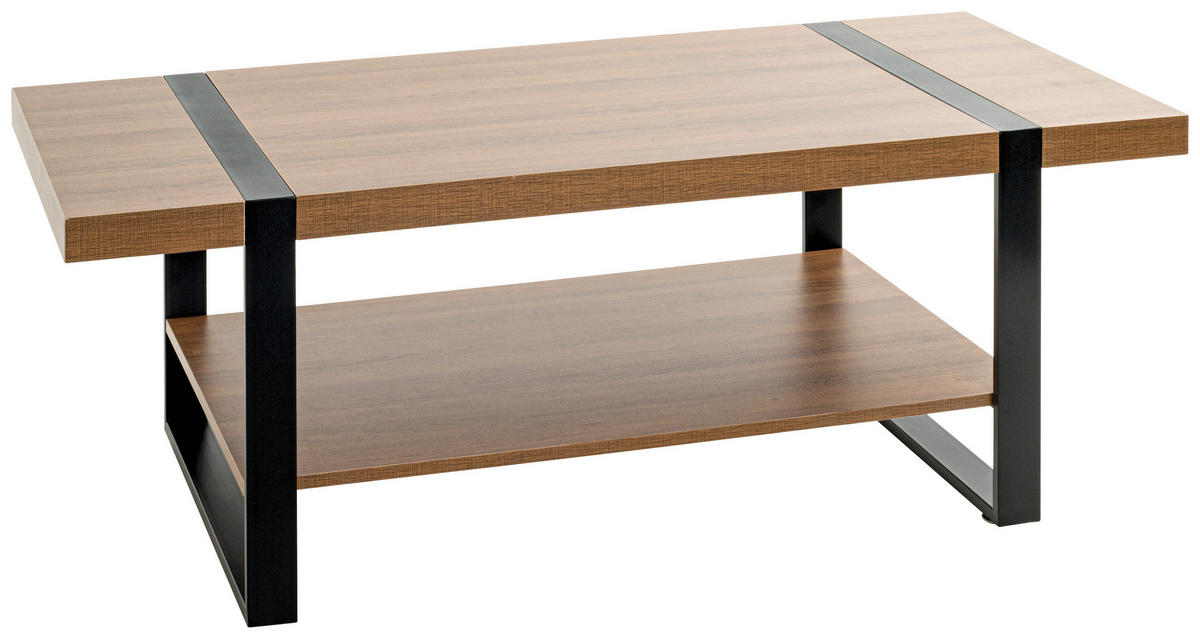 COUCHTISCH 120/60/45 cm rechteckig Schwarz, Eichefarben  - Eichefarben/Schwarz, Design, Holzwerkstoff/Metall (120/60/45cm)