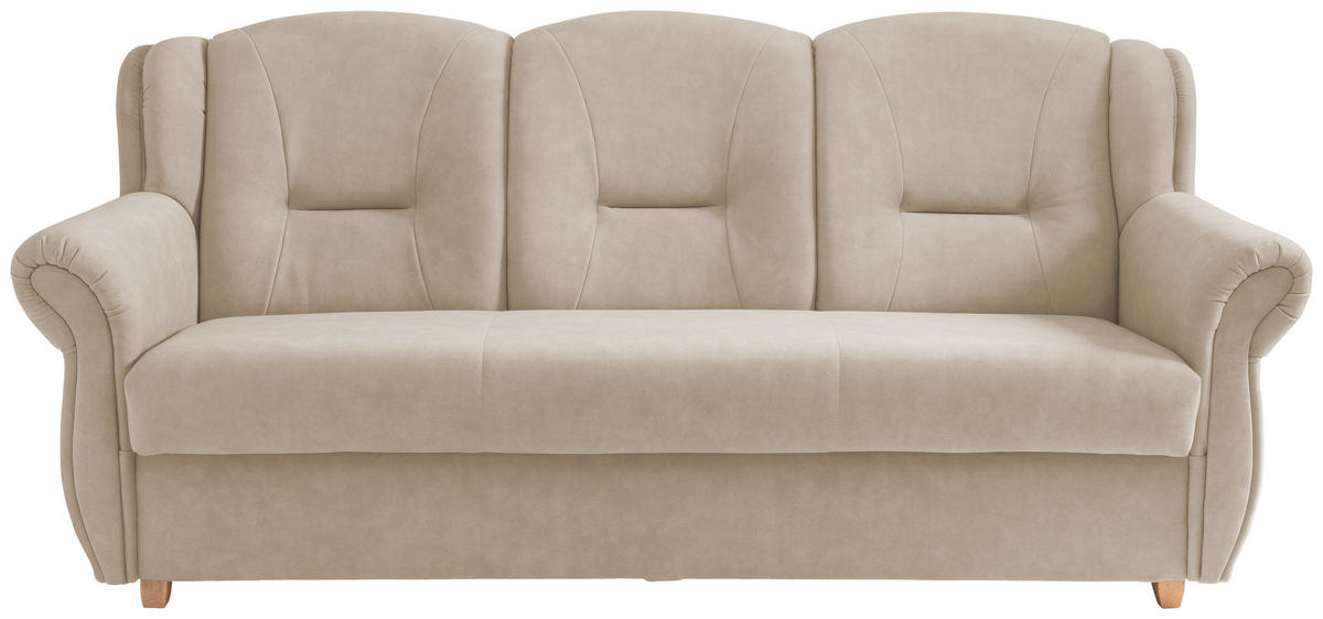 3-SITZER-SOFA Mikrofaser Naturfarben  - Wildeiche/Naturfarben, Konventionell, Holz/Textil (220/98/90cm) - Livetastic