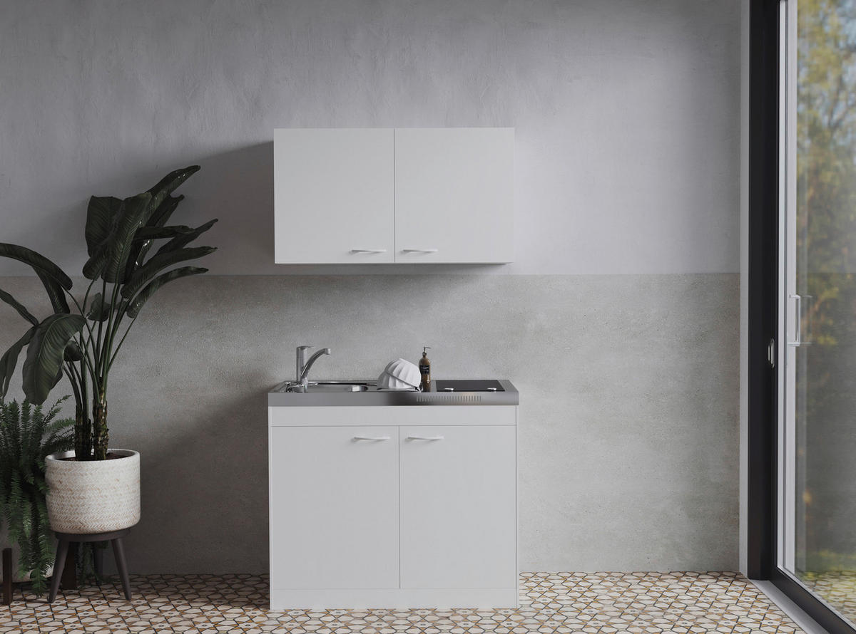 MINIKÜCHE 100 cm   in Weiß  - Weiß, Basics, Holzwerkstoff/Kunststoff (100cm) - Respekta