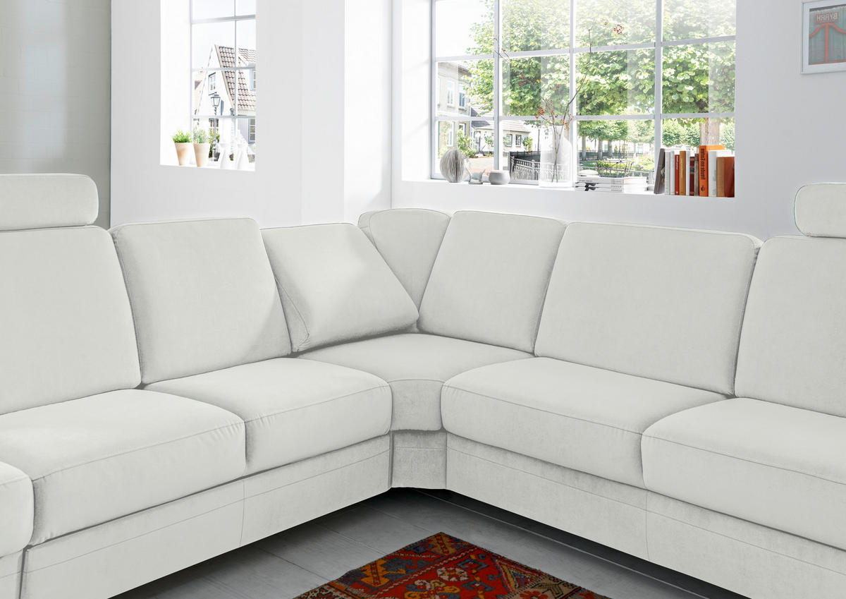 ECKSOFA in Flachgewebe Hellgrau  289/269 cm  - Hellgrau/Alufarben, KONVENTIONELL, Textil/Metall (289/269cm) - Beldomo System