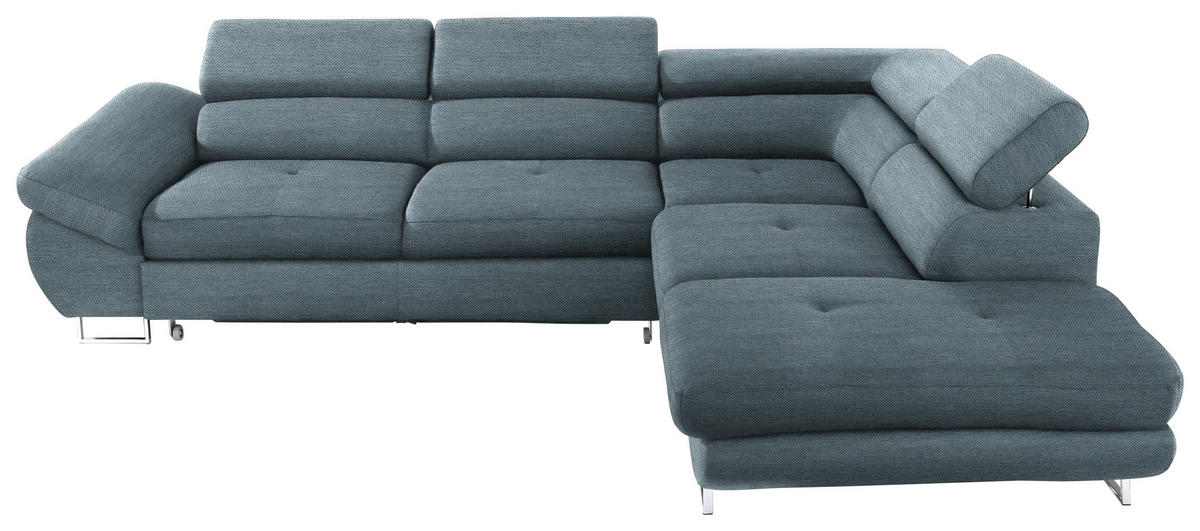 ECKSOFA in Webstoff Blaugrau  - Blaugrau, Design, Textil/Metall (280/235cm) - Hom`in