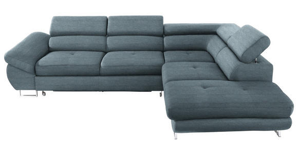 ECKSOFA in Webstoff Blaugrau  - Blaugrau, Design, Textil/Metall (280/235cm) - Hom`in