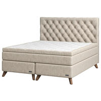 KONTINENTALSÄNG 180/200 cm  i beige  - mörkgrå/beige, Klassisk, metall/trä (180/200cm) - Ekens