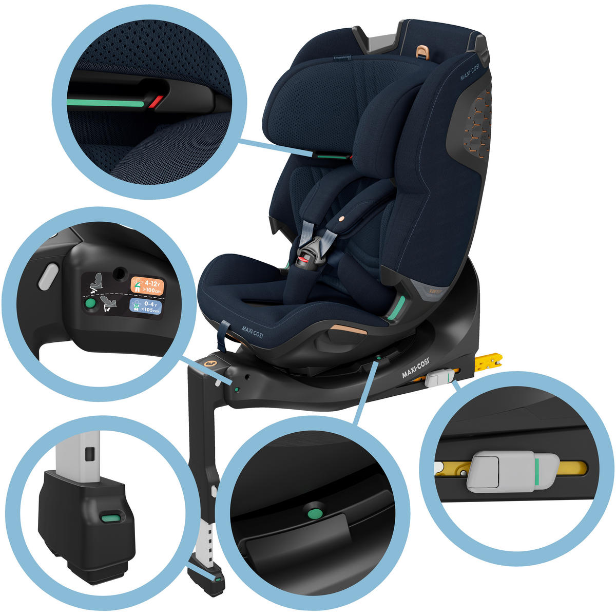 BAKÅTVÄND BILBARNSTOL Emerald 360 Pro  - mörkblå, Basics, metall/textil (43/65/58cm) - Maxi Cosi Pro