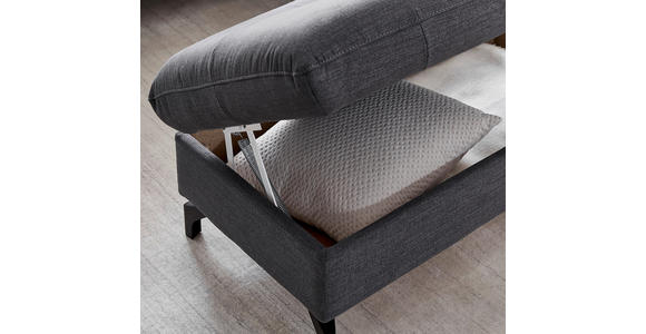 HOCKER Flachgewebe Dunkelgrau - Dunkelgrau/Schwarz, Design, Textil/Metall (101/45/63cm) - Xora