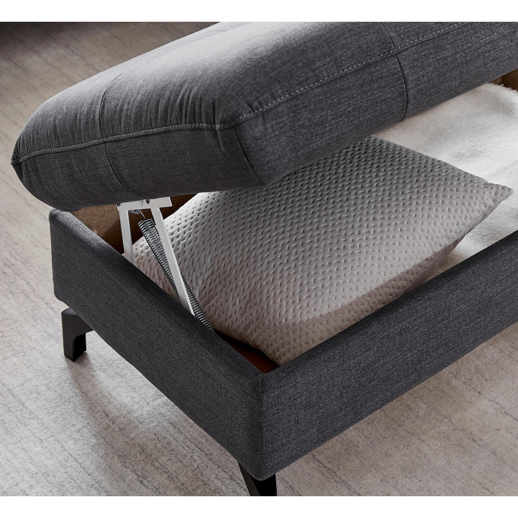 Thumbnail - Xora Hocker, Dunkelgrau, Textil, rechteckig, 101x45x63 cm, Stoffauswahl, Stauraum, Wohnzimmer, Hocker, Sitzhocker