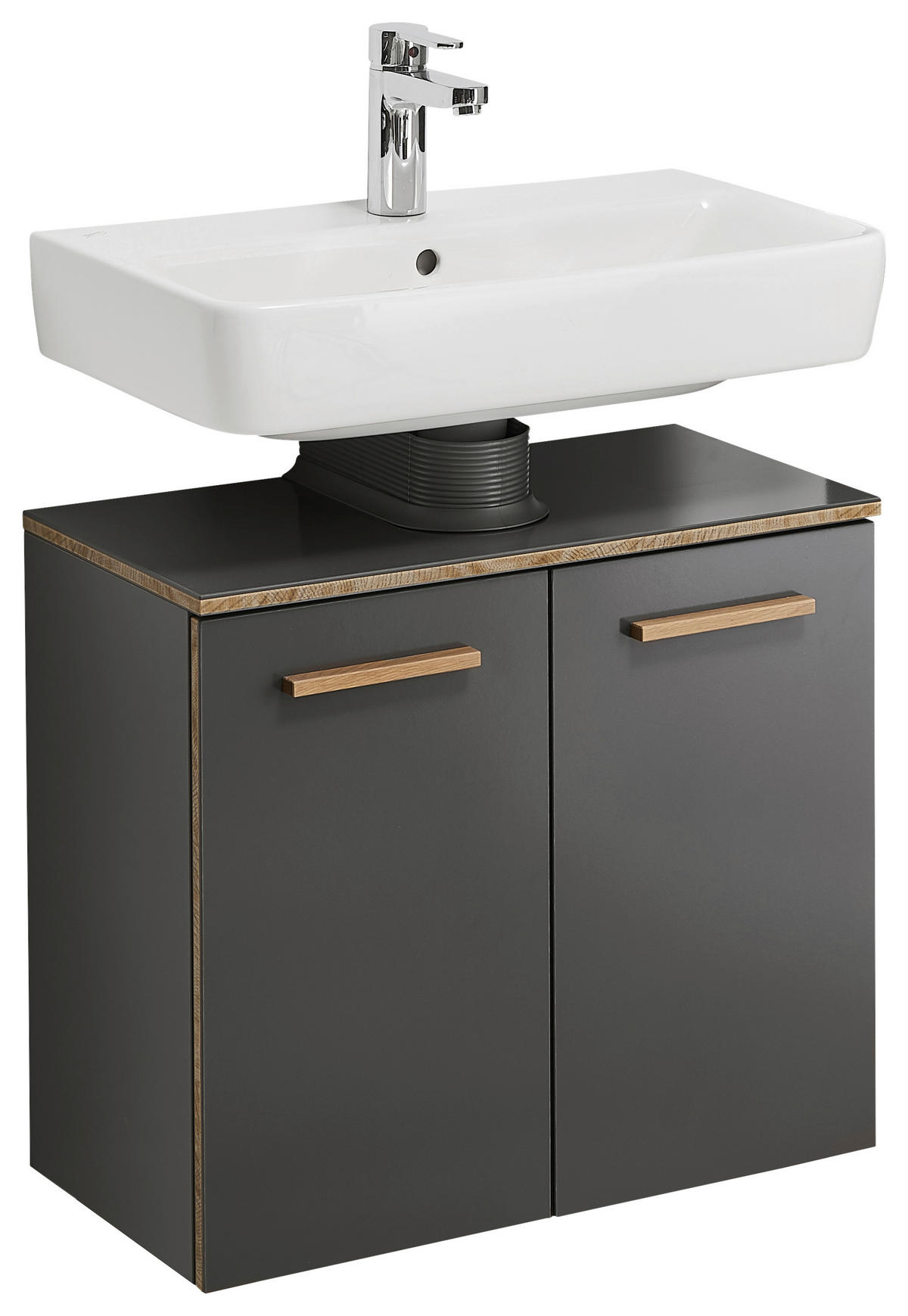 WASCHBECKENUNTERSCHRANK 60/53/33 cm  - Eichefarben/Grau, Konventionell, Holzwerkstoff (60/53/33cm) - Xora