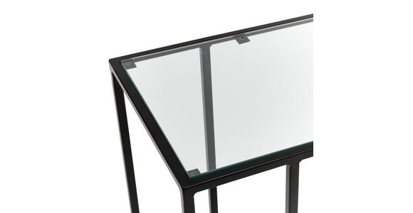 BEISTELLTISCH in Metall, Glas 45/35/65 cm  - Schwarz, Design, Glas/Metall (45/35/65cm) - Novel