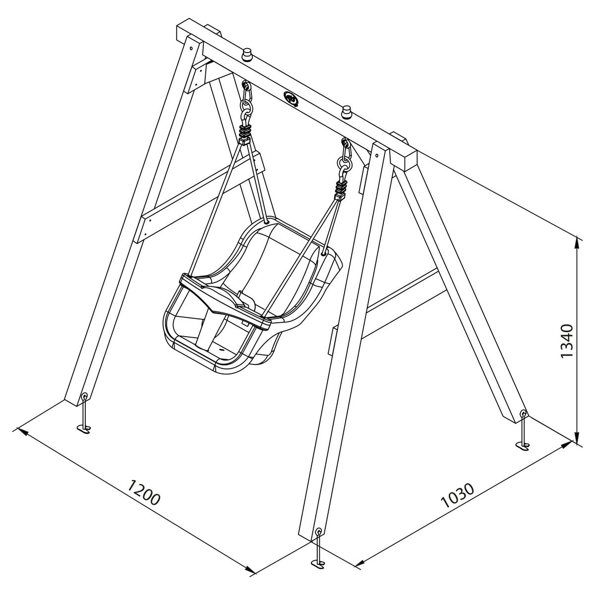 GUNGA - vit/grå, Klassisk, trä/plast (120/134/103cm)