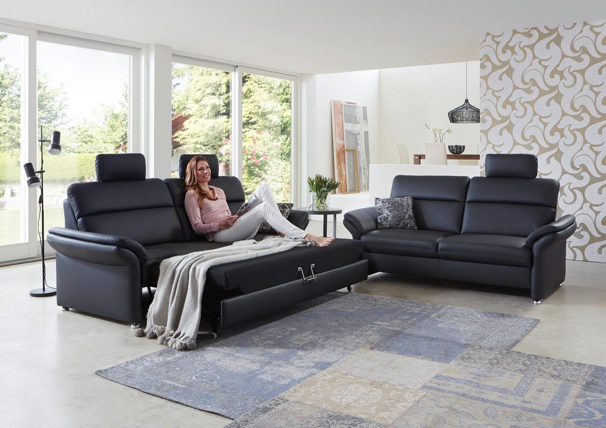 2-SITZER-SOFA in Echtleder Creme  - Creme/Alufarben, KONVENTIONELL, Leder/Metall (170/96/92cm) - Beldomo Premium