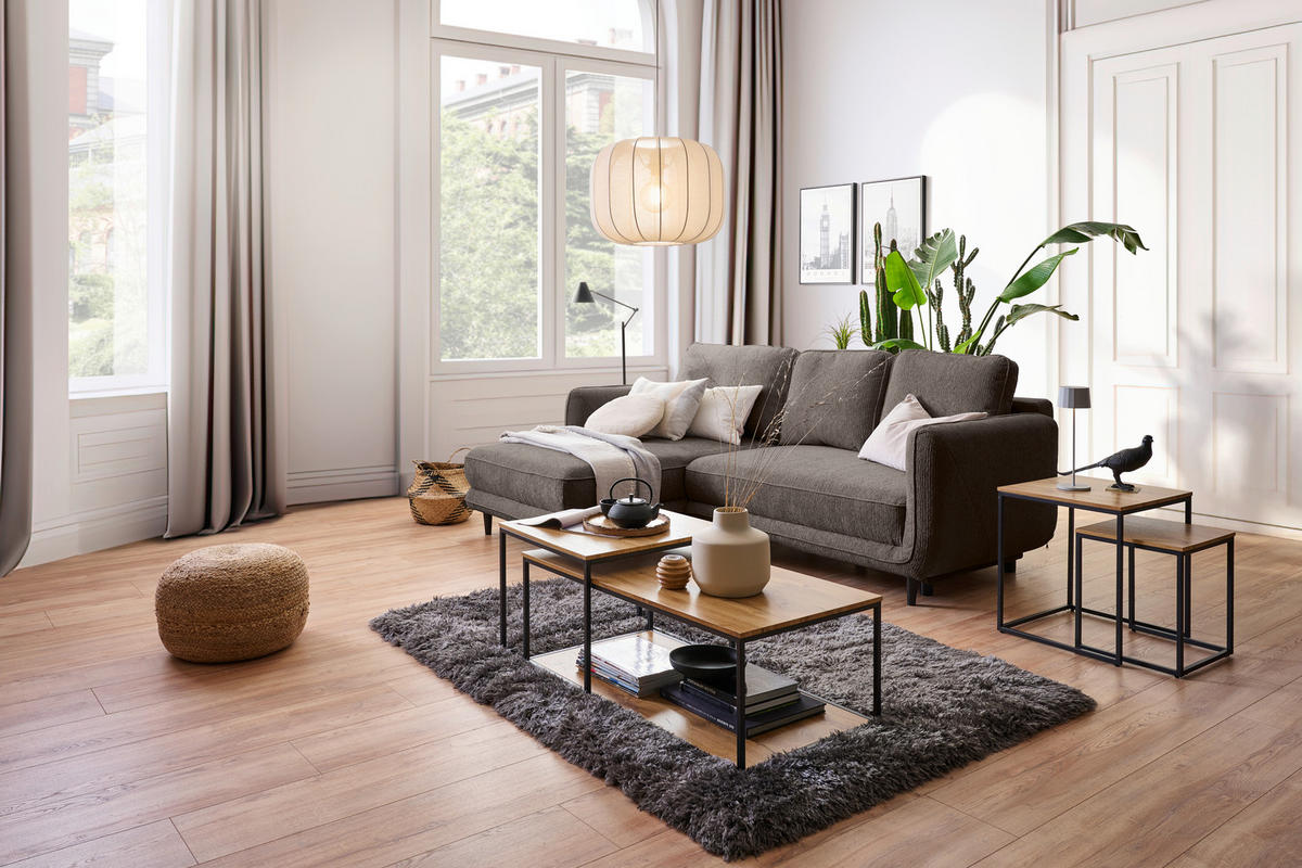 ECKSOFA in Struktur Taupe  - Taupe/Schwarz, Konventionell, Holz/Textil (170/247cm) - Carryhome