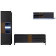 WOHNWAND  in Anthrazit, Nussbaumfarben  324/200/45 cm  - Anthrazit/Nussbaumfarben, Design, Glas/Holz (324/200/45cm) - Moderano