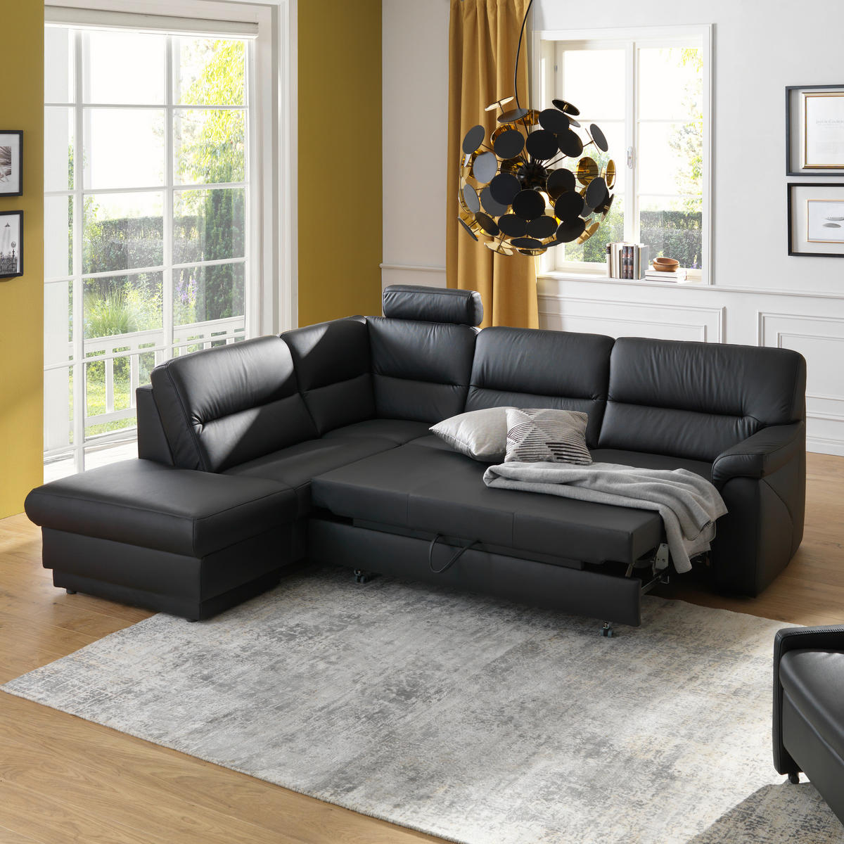 ECKSOFA in Echtleder Schwarz  - Schwarz, Konventionell, Leder (234/267cm) - Himolla
