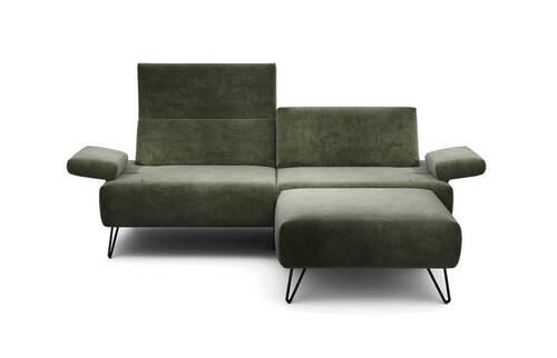 2,5-SITZER in Samt Waldgrün  - Waldgrün/Schwarz, Design, Textil/Metall (204-234/85/86-94cm) - SENSOO