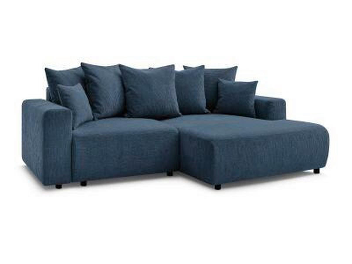 ECKSOFA Ottomane rechts  ATILLA Dunkelblau Struktur  - Schwarz/Dunkelblau, MODERN, Kunststoff/Textil (244/149cm)