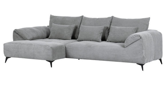 ECKSOFA in Cord Hellgrau  - Hellgrau/Schwarz, KONVENTIONELL, Textil/Metall (176/311cm) - Carryhome