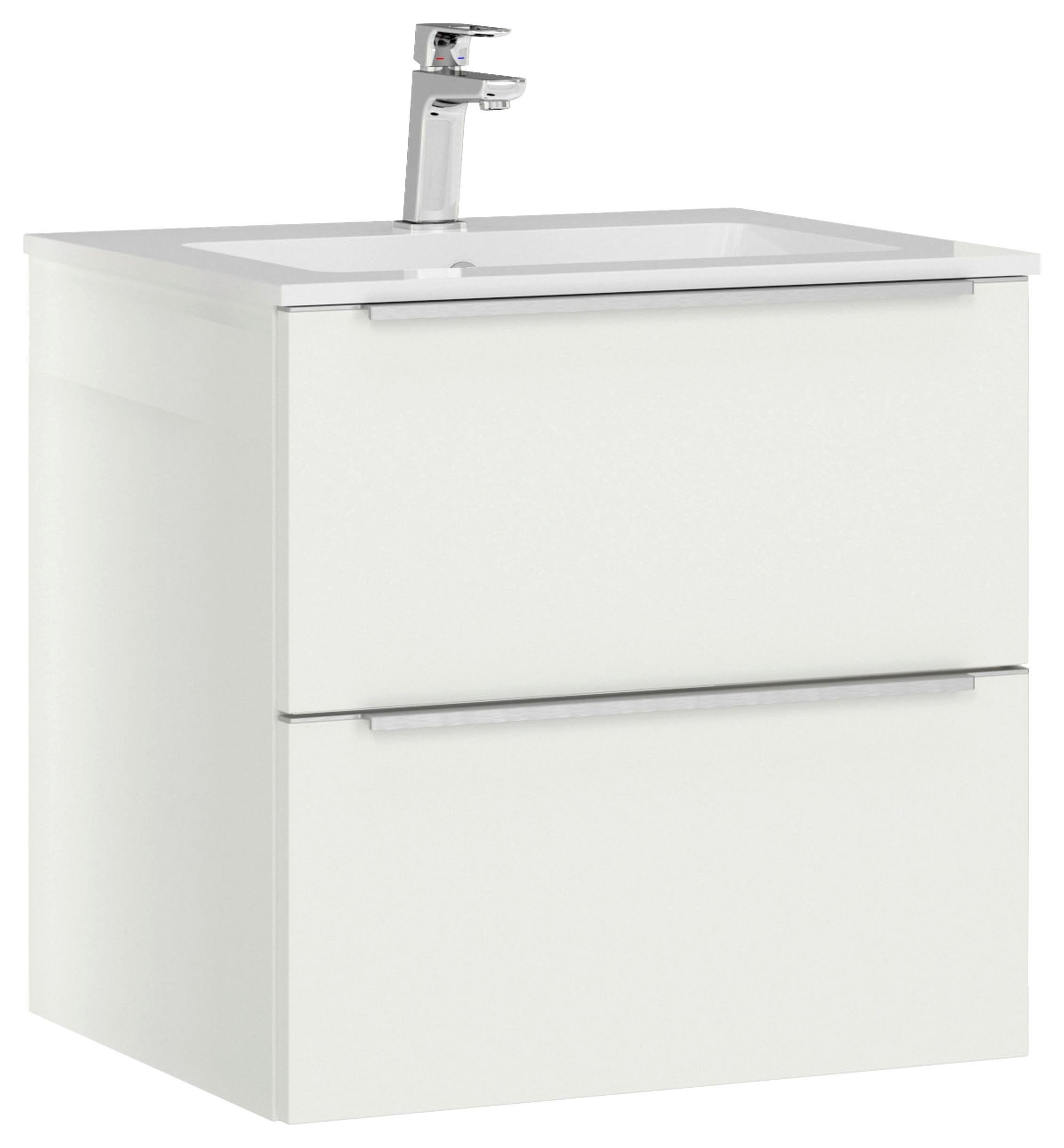 WASCHTISCHKOMBI 61 cm  - Edelstahlfarben/Weiß, MODERN, Holzwerkstoff/Stein (61cm) - Nobilia