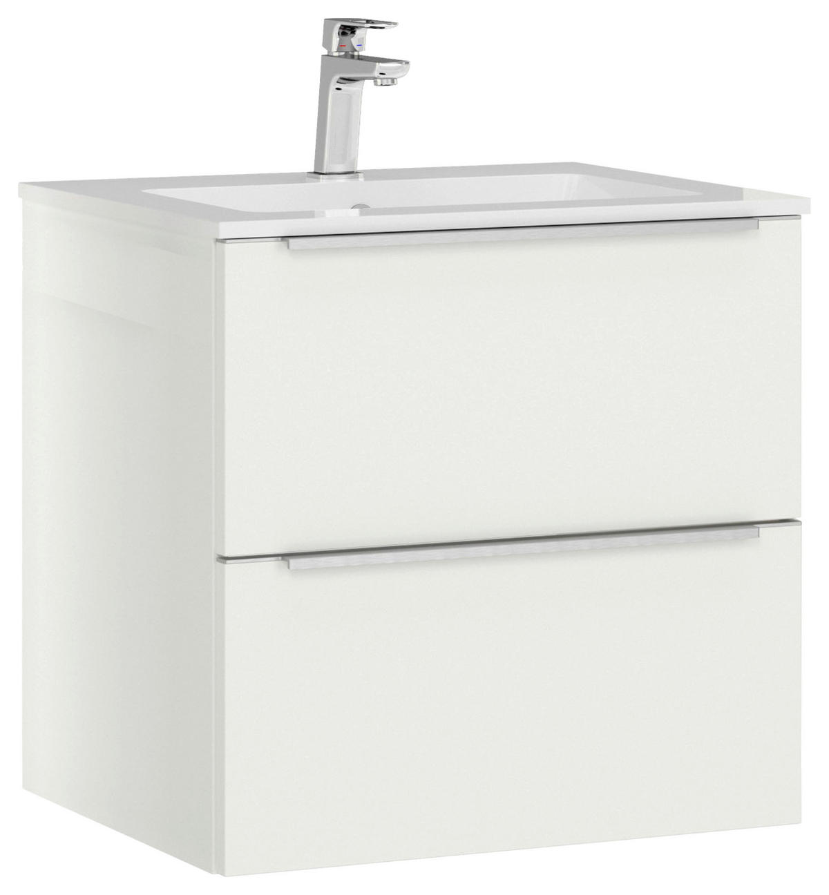 WASCHTISCHKOMBI 61 cm  - Edelstahlfarben/Weiß, MODERN, Holzwerkstoff/Stein (61cm) - Nobilia