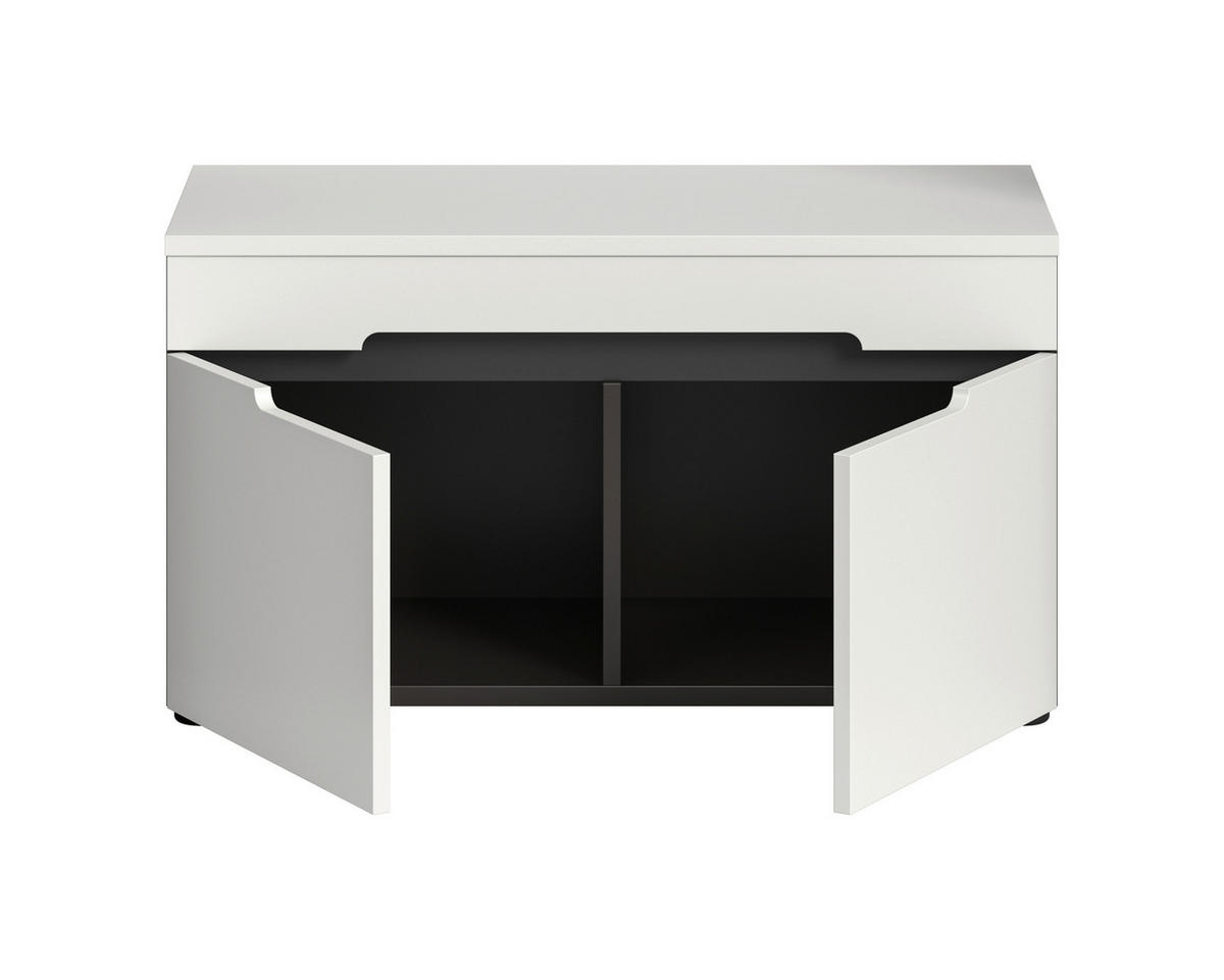 SITZBANK 80/45/37 cm Grau, Weiß Kunststoff  - Schwarz/Weiß, Design, Kunststoff (80/45/37cm) - Livetastic