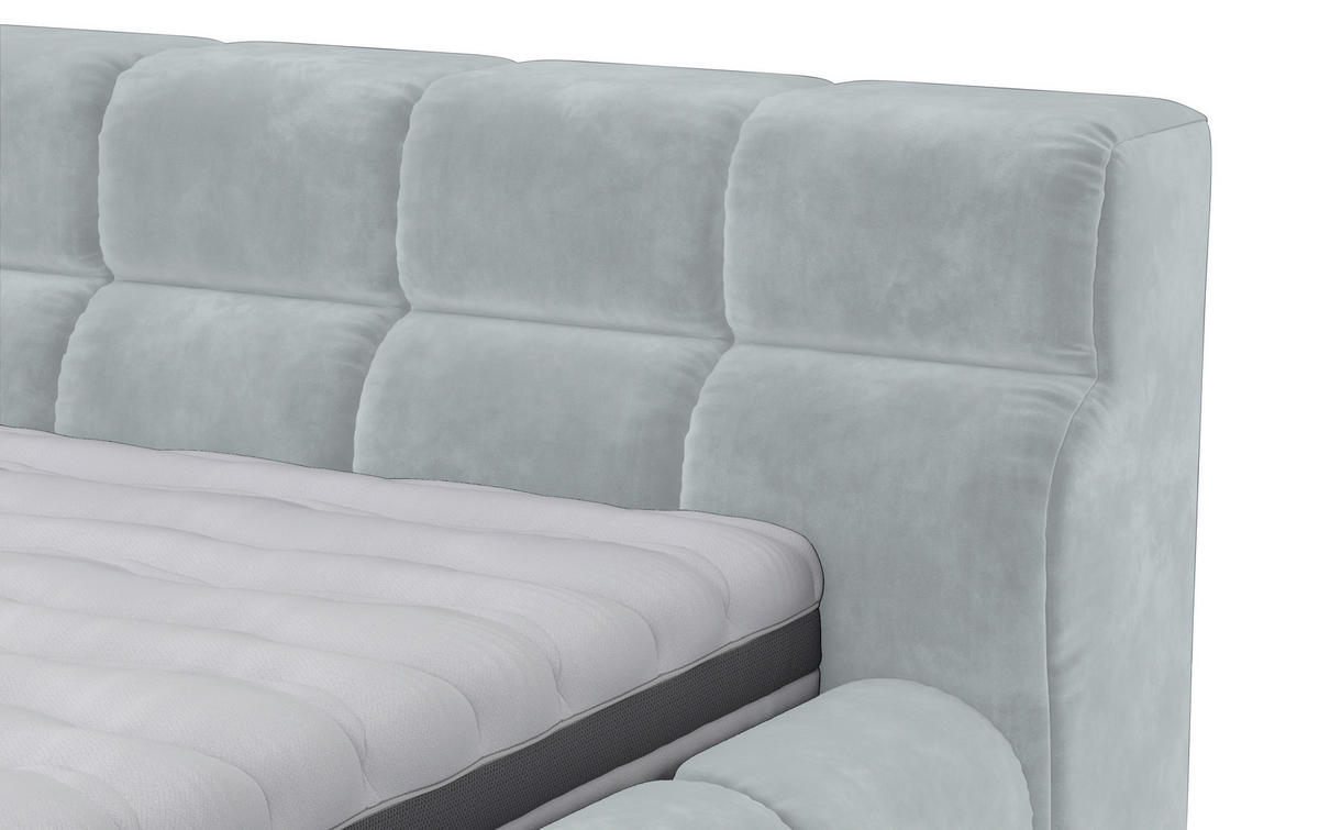 POLSTERBETT 160/200 cm,  in Hellgrau,  - Hellgrau/Schwarz, Design, Textil/Metall (160/200cm) - Belluti