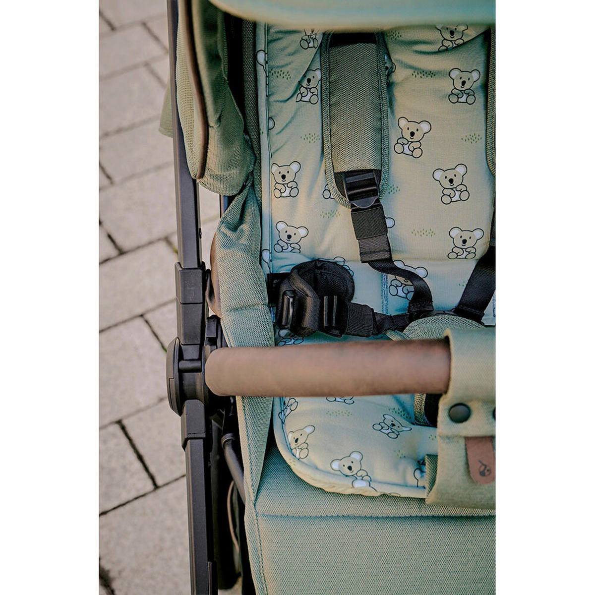 KOMBIKINDERWAGEN  FX4 Swing Set  Bärchen farngrün-tabak-grün  - Schwarz/Hellgrün, Basics, Textil (100/55/130cm) - Gesslein