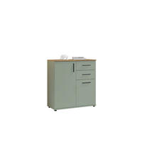 KOMMODE , 84/84/35 cm, 2 Schublade(n)  - Eichefarben/Salbeigrün, Design, Holzwerkstoff/Kunststoff (84/84/35cm) - MID.YOU