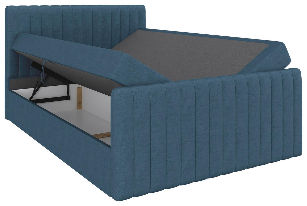 BOXBETT 140/200 cm  Blau  - Blau/Schwarz, Basics, Kunststoff/Textil (140/200cm) - Carryhome