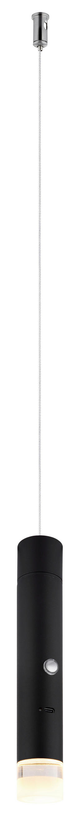 LED-HÄNGELEUCHTE PELO 38/120 cm   - Klar/Schwarz, Design, Kunststoff/Metall (38/120cm) - Globo