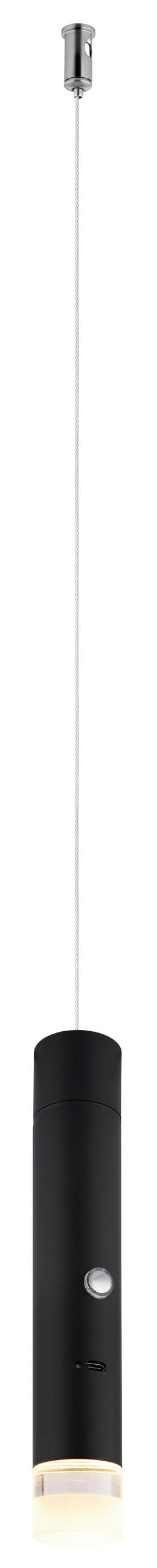 LED-HÄNGELEUCHTE PELO 38/120 cm   - Klar/Schwarz, Design, Kunststoff/Metall (38/120cm) - Globo