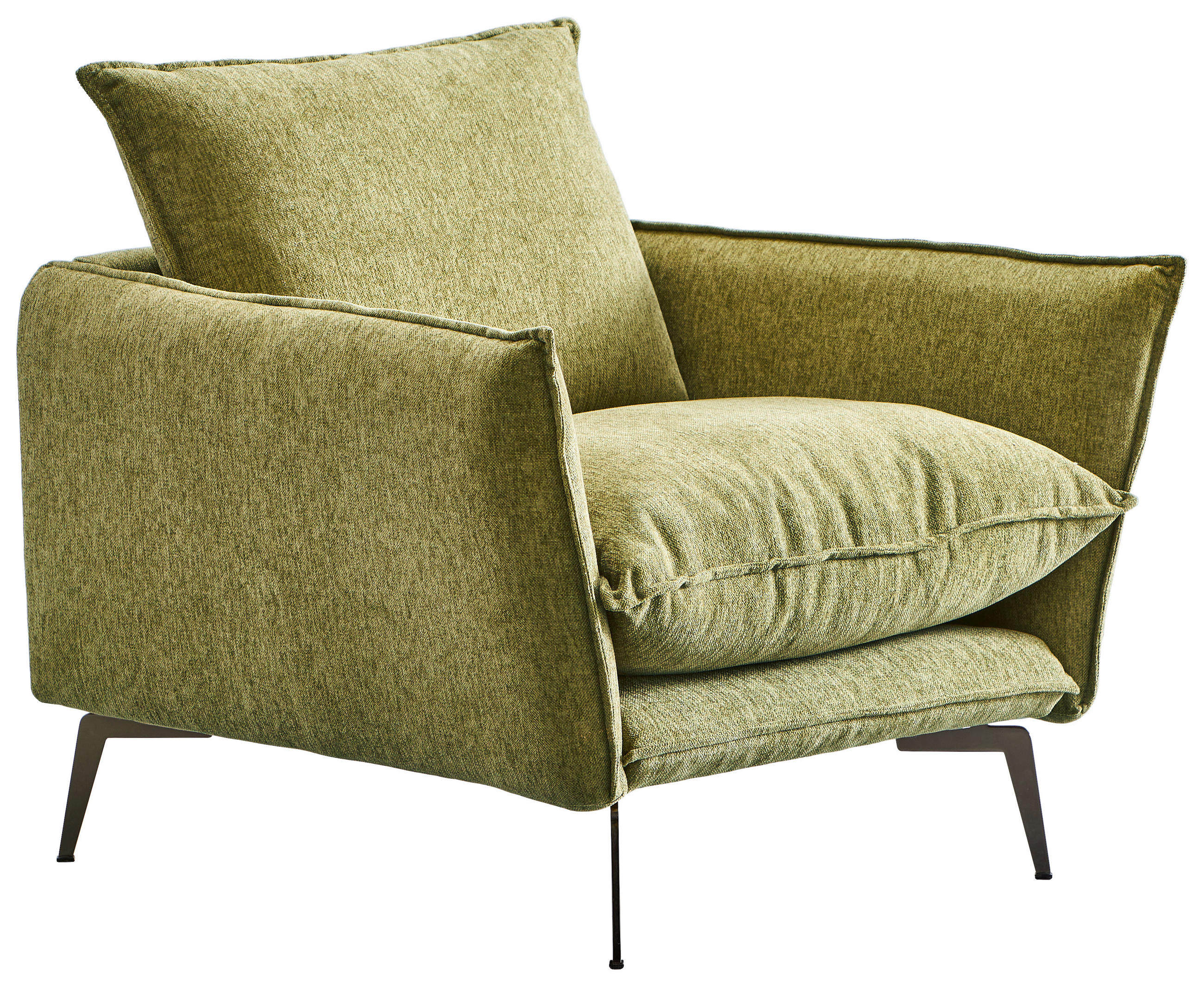 SESSEL Webstoff Olivgrün    - Schwarz/Olivgrün, Design, Textil/Metall (96/84/100cm) - Livetastic