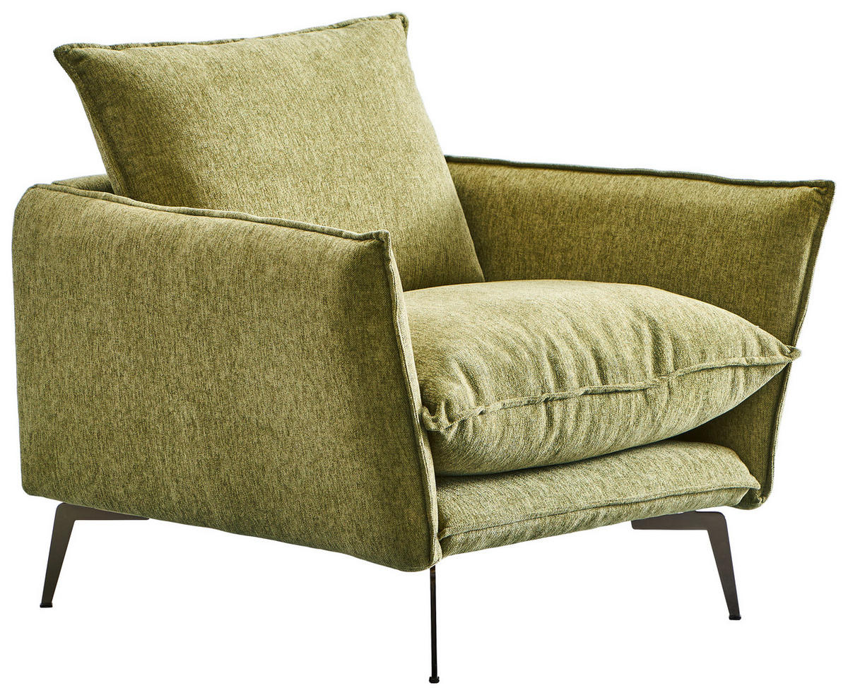 SESSEL Webstoff Olivgrün    - Schwarz/Olivgrün, Design, Textil/Metall (96/84/100cm) - Livetastic