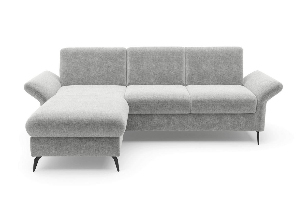 ECKSOFA ROCHELLE E Hellgrau Flachgewebe  - Hellgrau/Schwarz, KONVENTIONELL, Textil/Metall (164/251cm) - Sit & More