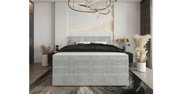 BOXSPRINGBETT 160/200 cm  in Hellgrau  - Hellgrau/Schwarz, KONVENTIONELL, Kunststoff/Textil (160/200cm) - Carryhome