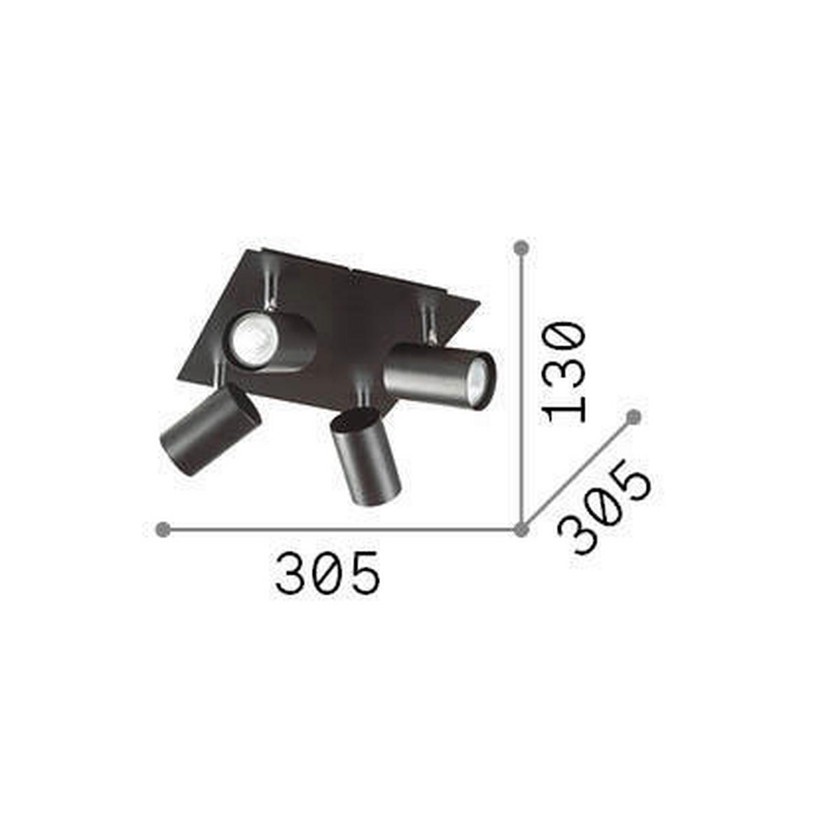 DECKENSTRAHLER 30,5/30,5/13 cm   - Weiß, Basics, Metall (30,5/30,5/13cm) - Ideal Lux