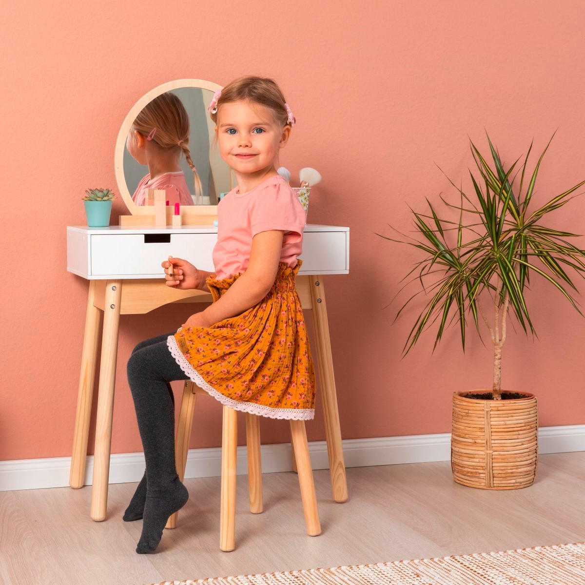 KINDER-STYLINGSET CALENDULA - Weiß/Naturfarben, Basics, Holz/Holzwerkstoff (60/34/98cm) - MUSTERKIND