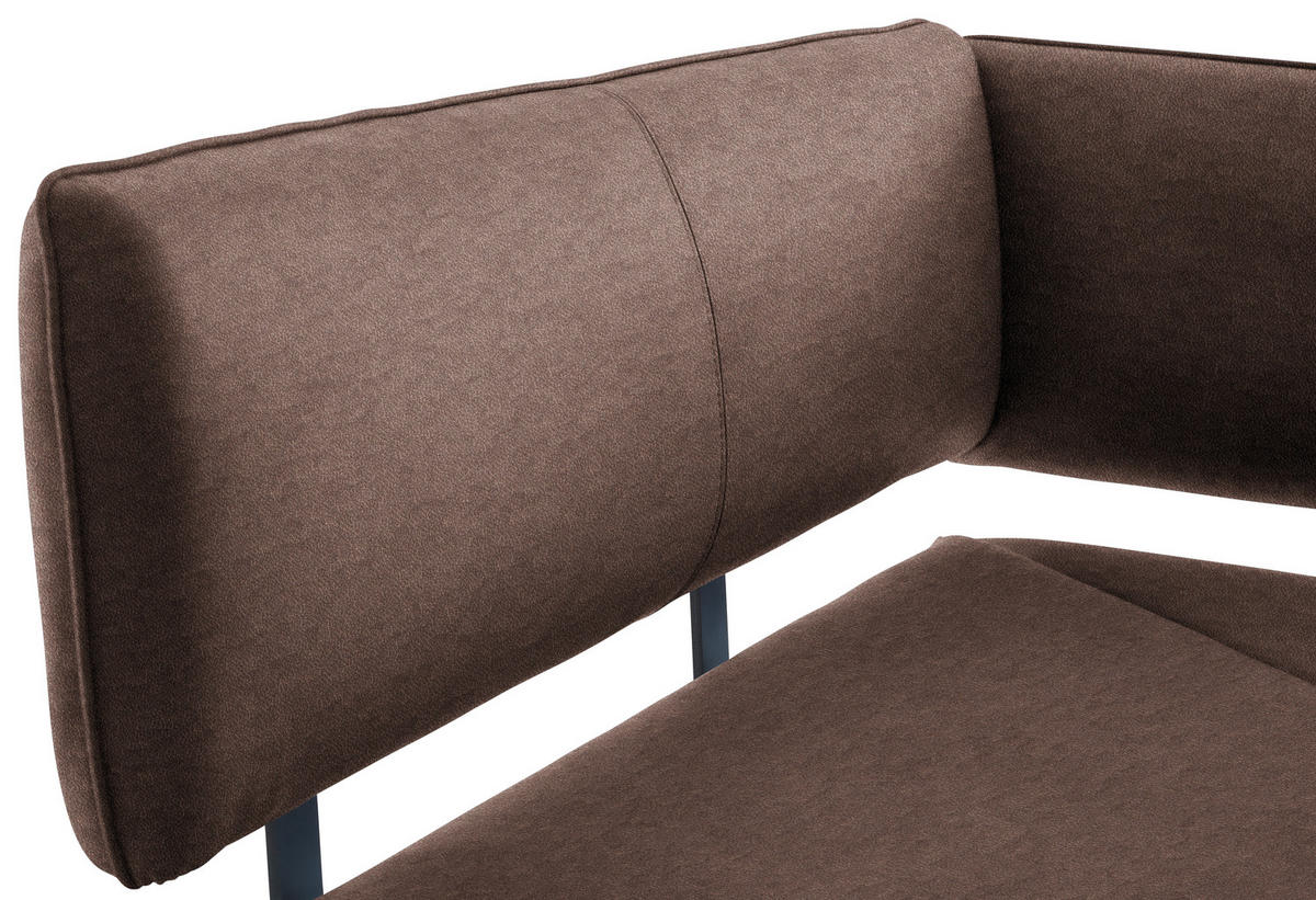 ECKBANK in Metall, Textil Schwarz, Hellbraun  - Hellbraun/Schwarz, Modern, Textil/Metall (140/180cm) - Cantus
