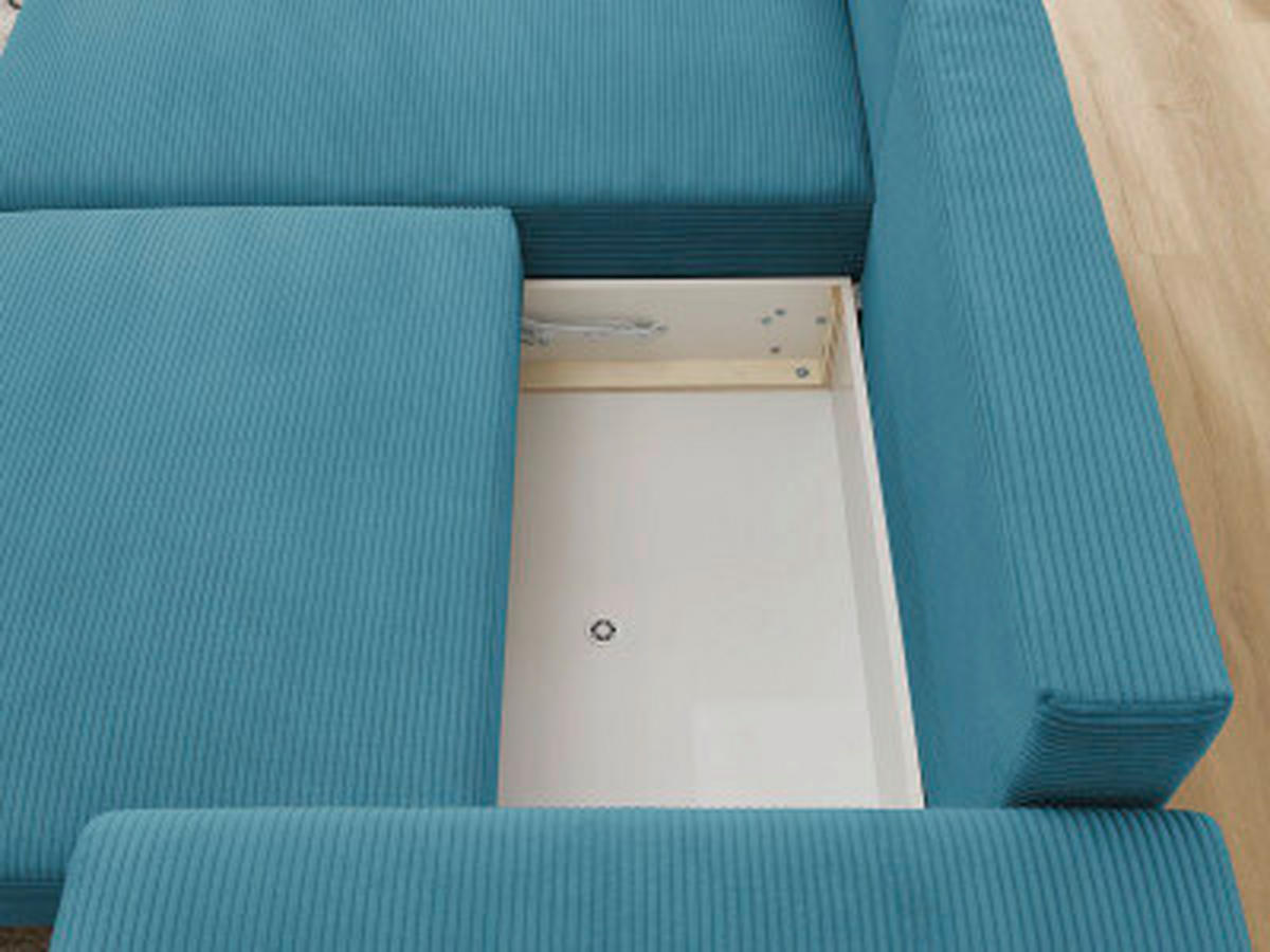 ECKSOFA Ottomane links  ATILLA Hellblau Cord  - Schwarz/Hellblau, MODERN, Kunststoff/Textil (149/244cm)