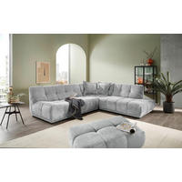 ECKSOFA ITALIA in Chenille Hellblau  284/250 cm  - Schwarz/Hellblau, MODERN, Kunststoff/Textil (284/250cm) - Livetastic