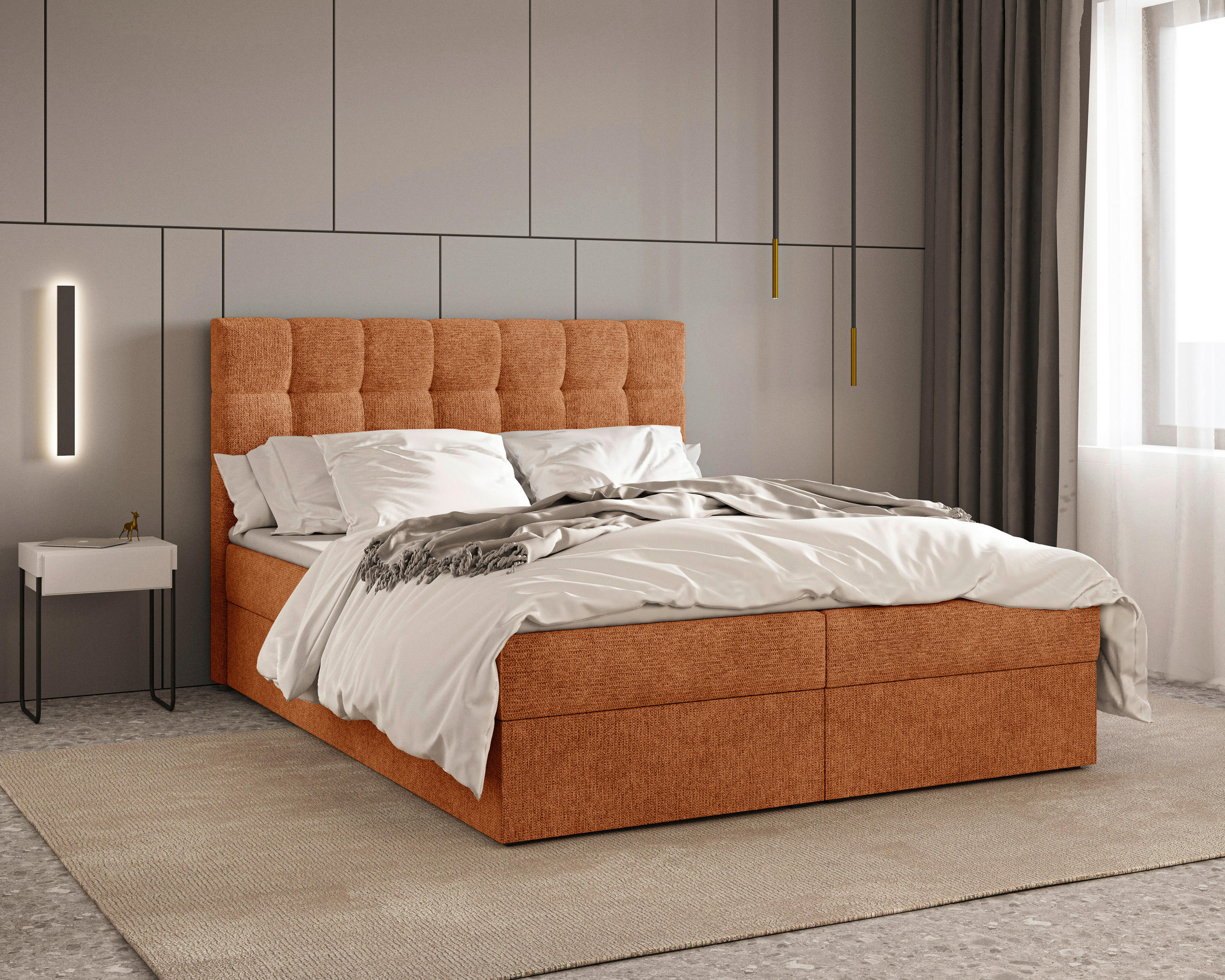 BOXBETT 160/200 cm,  in Kupferfarben, Bettkasten, Topper, H2 + H3 = mittel + fest  - Schwarz/Kupferfarben, MODERN, Holz/Kunststoff (160/200cm) - Livetastic