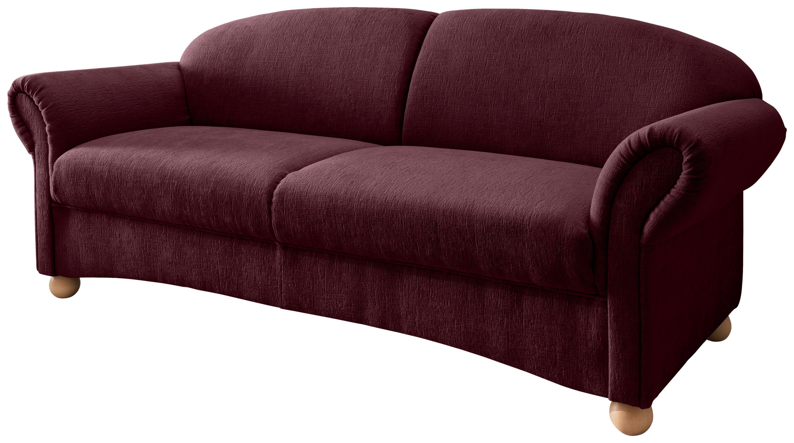 2,5-SITZER Mikrofaser Bordeaux  - Wildeiche/Bordeaux, KONVENTIONELL, Holz/Textil (198/84/80cm) - Livetastic