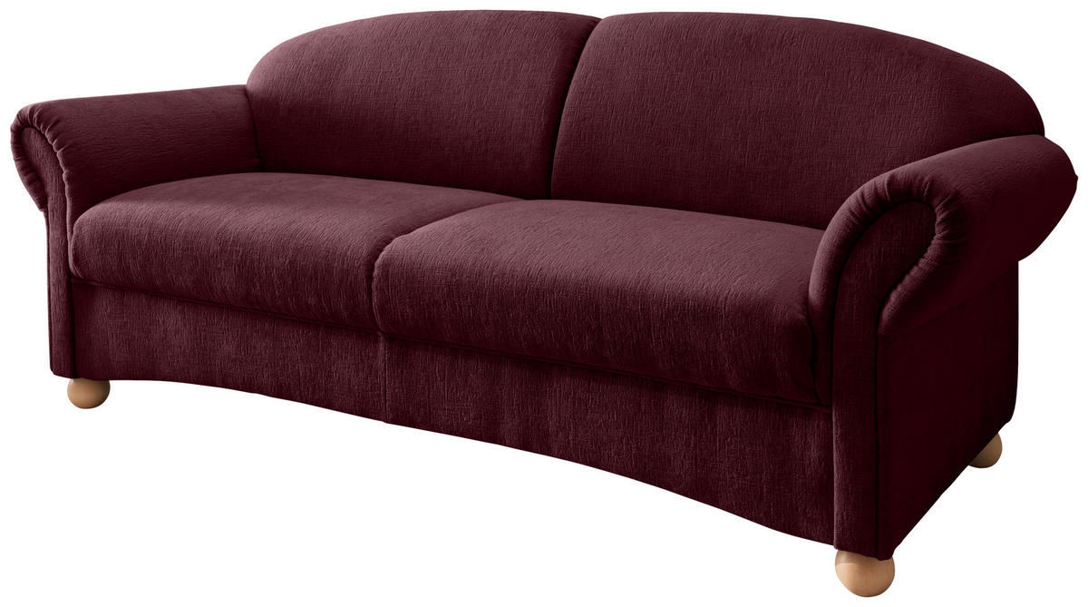2,5-SITZER in Mikrofaser Bordeaux  - Wildeiche/Bordeaux, Konventionell, Holz/Textil (198/84/80cm) - Livetastic