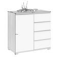 KOMMODE , 80/80/40 cm, 4 Schublade(n)  - Alufarben/Weiß, Design, Glas/Holzwerkstoff (80/80/40cm) - Moderano