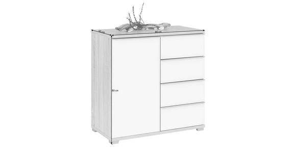 KOMMODE , 80/80/40 cm, 4 Schublade(n)  - Alufarben/Weiß, Design, Glas/Holzwerkstoff (80/80/40cm) - Moderano