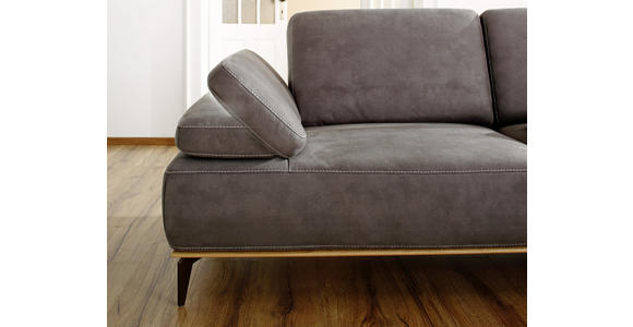 WOHNLANDSCHAFT Braun Flachgewebe - Beige/Braun, Design, Textil/Metall (298/178cm) - Valnatura