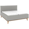 POLSTERBETT 160/200 cm,  in Hellgrau, Matratze, Lattenrost, Bettkasten, H2 + H3 = mittel + fest  - Eichefarben/Hellgrau, Design, Holz/Textil (160/200cm) - Musterring