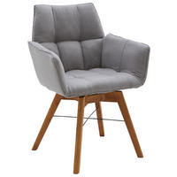 ARMLEHNSTUHL  Stoffauswahl, Typenauswahl, inklusive Armlehnen, abwischbar Flachgewebe  Eichefarben, Hellgrau  - Eichefarben/Hellgrau, Design, Holz/Textil (61/87/63cm) - Waldwelt