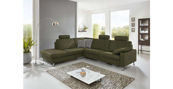 ECKSOFA in Mikrofaser Dunkelgrün  - Dunkelgrün/Alufarben, Design, Textil/Metall (242/275cm) - Dieter Knoll